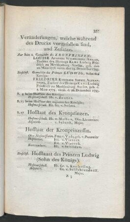 Veränderungen, welche während des Drucks vorgefallen sind, und Zusätze