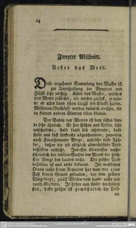 Zweyter Abschnitt. Ueber das Meer