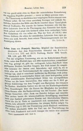 229-230 [Rezension] Mauriac, François, Leben Jesu