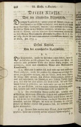 Dritte Klasse. Von den alterirenden Arzneymitteln.