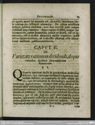 Caput II. De Varietate rationum decidendi, deque rationibus decidendi Iureconsultorum Romanorum