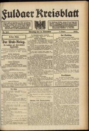 Erste Ausgabe vom Dienstag, den 16. November 1915.