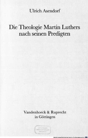 Die Theologie Martin Luthers nach seinen Predigten