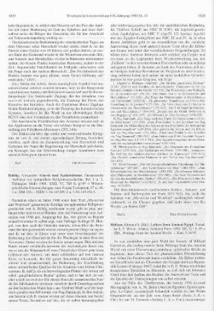 1019-1020 [Rezension] Böhlig, Alexander, Gnosis und Synkretismus