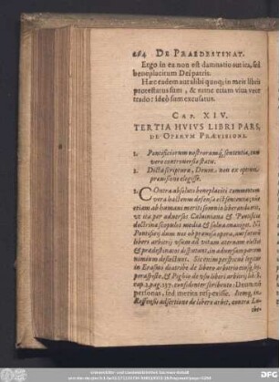 Cap. XIV. Tertia Huius Libri Pars, De Operum Praevisione.