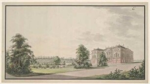 Entwurf für den Platz vor dem Palais im Großen Garten, Ansicht mit Rondell, dazugehöriger Plan C 4298