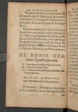 De Bonis Operibvs Quaestiones tres.