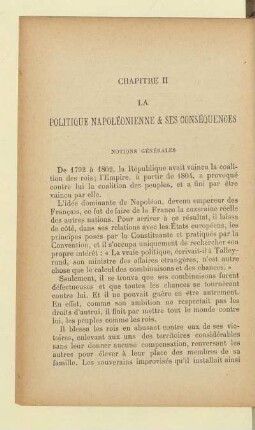 La politique napoléonienne & ses conséquences