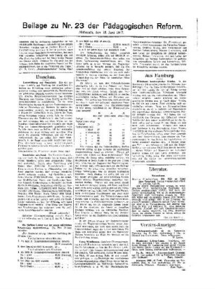 Fortsetzung aus dem Hauptblatt : Beilage zu Nr. [24] der Pädagogischen Reform