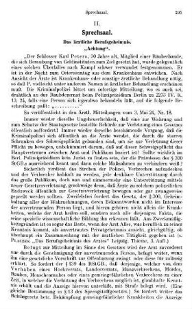 205-206, Das ärztliche Berufsgeheimnis. "Achtung".