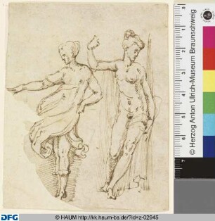 Zwei stehende weibliche Figuren
