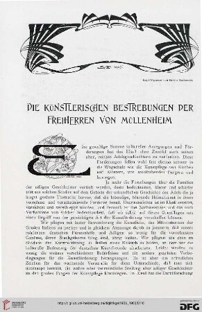 Die künstlerischen Bestrebungen der Freiherren von Müllenheim