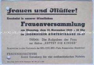 Einladung des Frauenausschusses Berlin-Kreuzberg zu einer öffentlichen Frauenversammlung