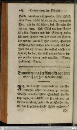 Ermunterung der Andacht vor dem Genuß des heil. Abendmahls