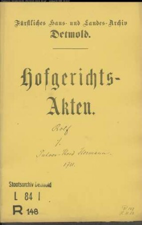 Rolff, Simon auf dem Hahnberge gegen Kord Hermann Pulver - Schuldforderung