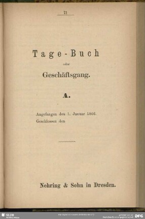 Tage-Buch oder Geschäftsgang