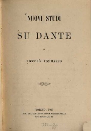 Nuovi studi su Dante