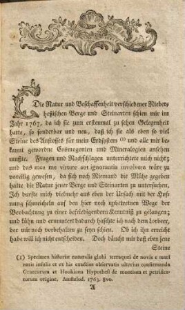 Beytrag zur allerältesten und natürlichen Historie von Hessen; oder Beschreibung des Habichwaldes und verschiedner andern Niederheßischen alten Vulcane in der Nachbarschaft von Cassel