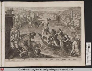Fischfang mit Netzen auf dem Arno.