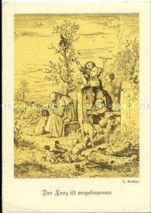 Postkarte der Flüchtlingshilfe e.V. mit Motiv von Ludwig Richter