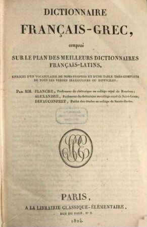 Dictionnaire Français-Grec