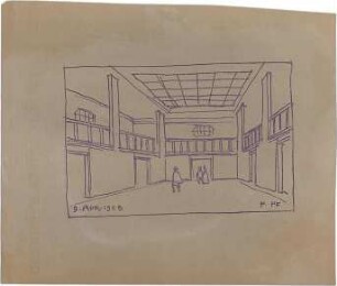 Pfann, Paul; München - Theresienhöhe; Ausstellung München 1908 - Innenraum (Perspektive)