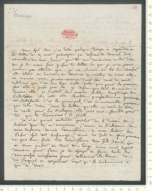 Brief von Hippolyte de Chamisso an Adelbert von Chamisso