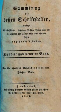 Geschichte der Römer : von Erbauung der Stadt Rom bis auf den Untergang des abendländischen Kaiserthums, 5