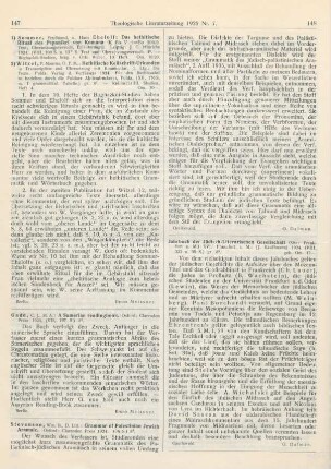 147-148 [Rezension] Stevenson, W. B., Grammar of Palestinian Jewish Aramaic
