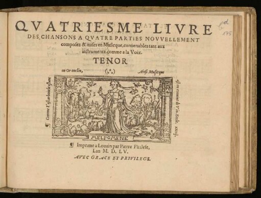 Quatriesme livre des chansons a quatre parties ... Tenor