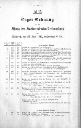 Tages-Ordnung No. 15 (197-224), 26. Juni 1912