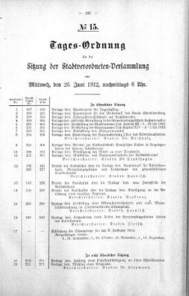 Tages-Ordnung No. 15 (197-224), 26. Juni 1912