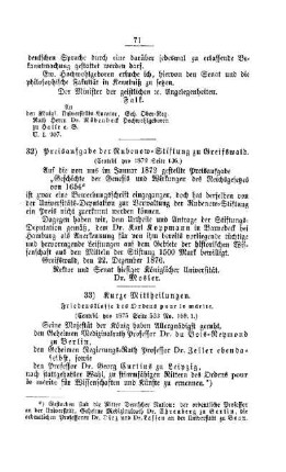Kurze Mittheilungen : [II. Universitäten, Akademien, etc.]