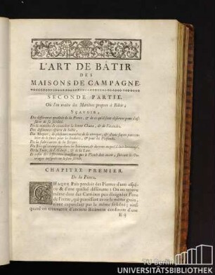 L'Art de Bâtir des Maisons de Campagne. Seconde Partie.