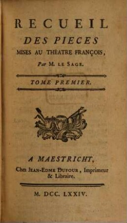 Recueil des pièces mises au Théâtre-Français