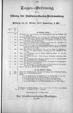 Tages-Ordnung, 24. Oktober 1900