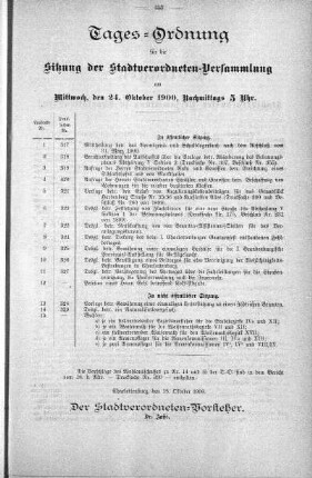 Tages-Ordnung, 24. Oktober 1900