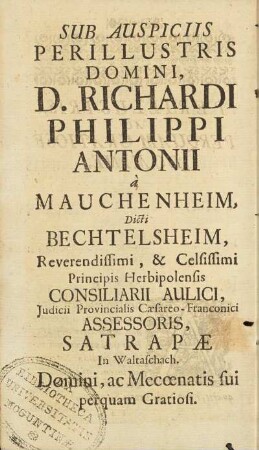 Sub Auspiciis Perillustris Domini, ...