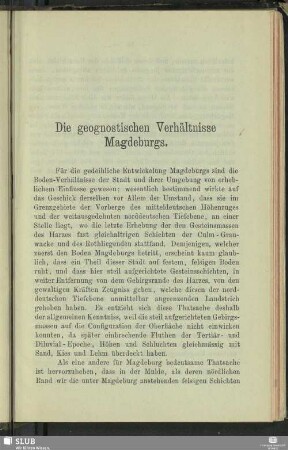 Die geognostischen Verhältnisse Magdeburgs
