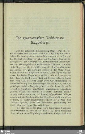 Die geognostischen Verhältnisse Magdeburgs