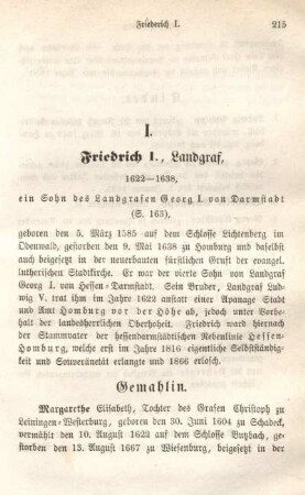 I. Friedrich I., Landgraf, 1622-1638