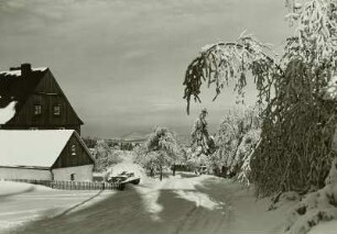 Zinnwald-Georgenfeld. Weg zum Lugsteinhof mit Geisingberg