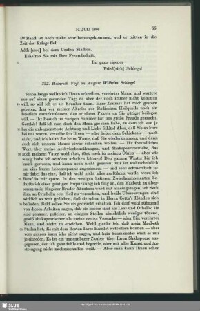 Heinrich Voß an August Wilhelm von Schlegel, Heidelberg, 10.07.1809