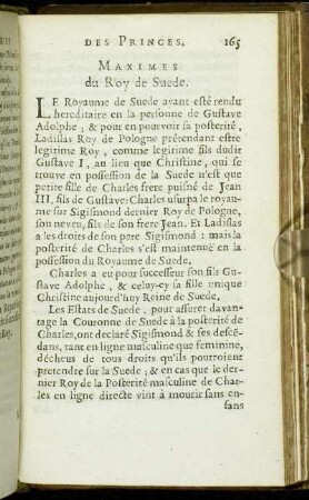Maximes du Roy de Suede.