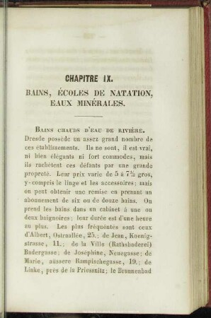Chapitre IX. Bains, écoles de natation, eaux minérales