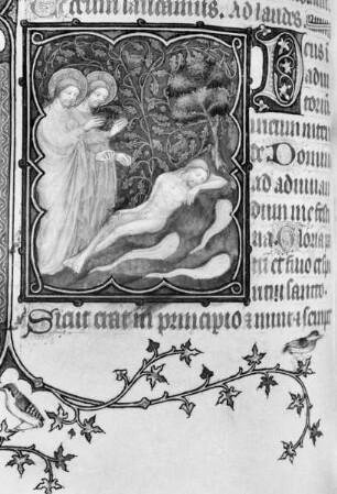 Petites Heures des Herzogs von Berry — Kleinbild, 10-zeilig: Die Erschaffung Adams, Folio 186verso