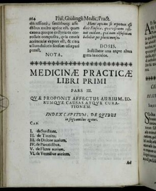 Pars III. Quæ Proponit Affectus Aurium, Eorumque Causas Atque Curationem.