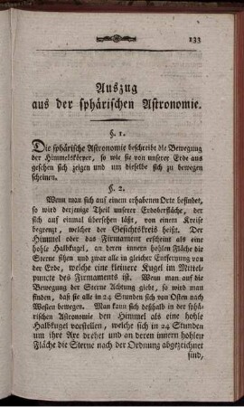 Auszug aus der sphärischen Astronomie.