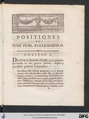 Positiones Ex Jure Publ. Ecclesiastico.