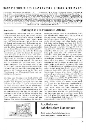 Kulturgut in den Flurnamen Altonas